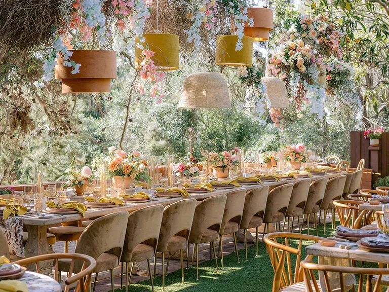 King's table at outdoor wedding reception