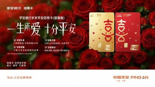 平安银行推出全国首张甜蜜经济主题信用卡，为年轻婚恋人群打造覆盖消费、出行、生活等多场景的金融服务方案，助推甜蜜经济发展新...